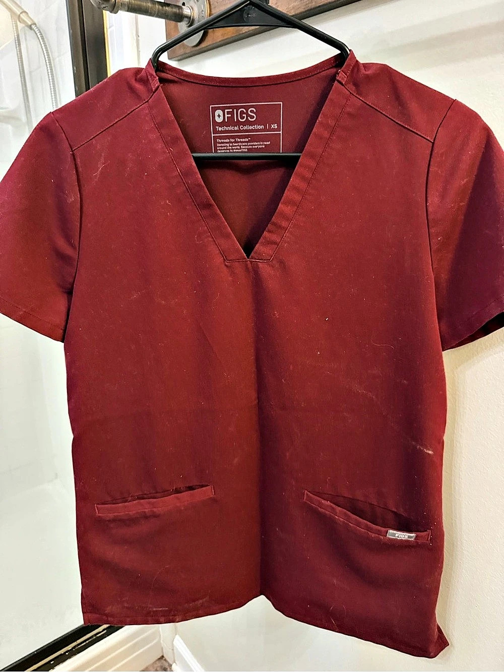 FIGS Technical Collection Short Sleeve Scrub Top Red XS